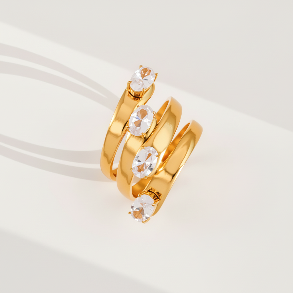 Top-down view of gold rings